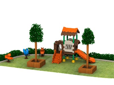 Pequeño tobogán de plástico para juegos al aire libre TQ-QS003-3